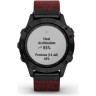 Часы GARMIN FENIX 6 SAPPHIRE BLACK DLC WITH HEATHERED RED NYLON BAND 10290