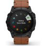 Часы GARMIN FENIX 6X SAPPHIRE BLACK DLC WITH CHESTNUT LEATHER BAND 10302